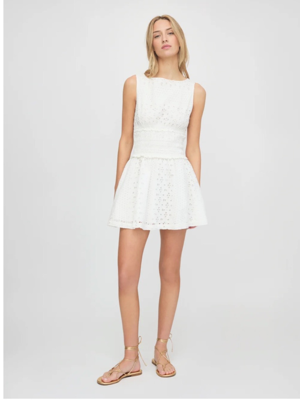 Hill House Home The Joanna Nap Dress in White Floral Broderie White Size XL